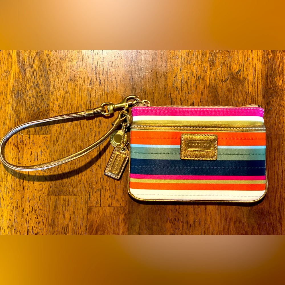 Coach Vintage Striped Satin Wristlet